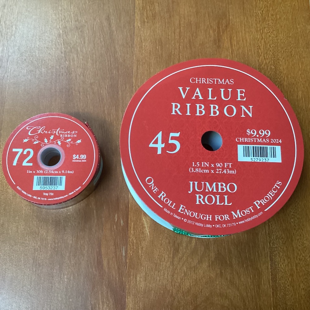Christmas Value Ribbon 45 & Christmas Ribbon 72 Bundle of 2 NWT